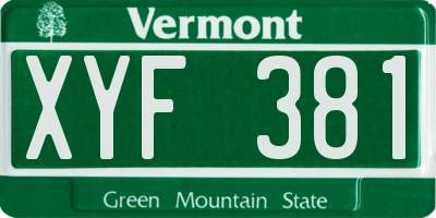 VT license plate XYF381