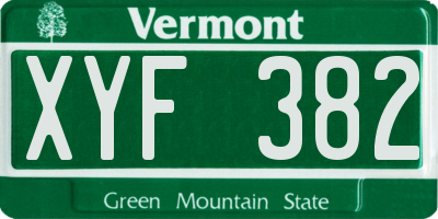 VT license plate XYF382