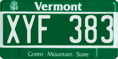 VT license plate XYF383