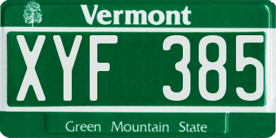 VT license plate XYF385