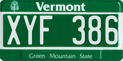 VT license plate XYF386