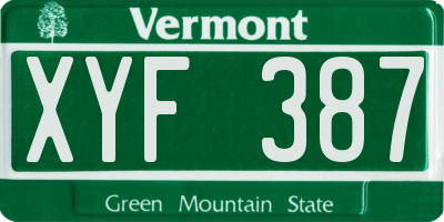 VT license plate XYF387
