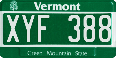 VT license plate XYF388