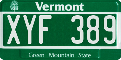 VT license plate XYF389