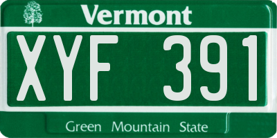 VT license plate XYF391