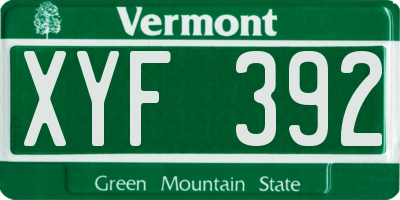 VT license plate XYF392