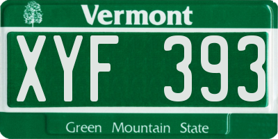 VT license plate XYF393