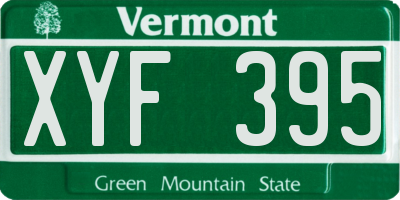 VT license plate XYF395