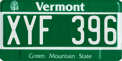 VT license plate XYF396