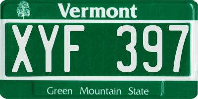 VT license plate XYF397