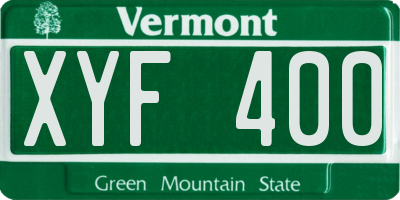 VT license plate XYF400