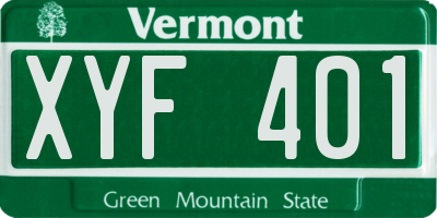VT license plate XYF401