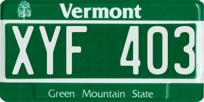 VT license plate XYF403