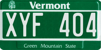 VT license plate XYF404