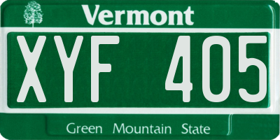 VT license plate XYF405