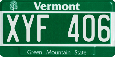 VT license plate XYF406