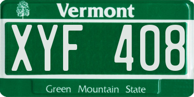 VT license plate XYF408
