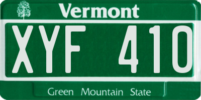 VT license plate XYF410