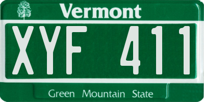 VT license plate XYF411