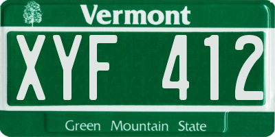 VT license plate XYF412