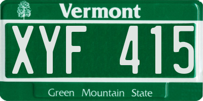 VT license plate XYF415
