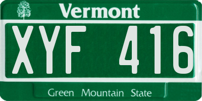 VT license plate XYF416