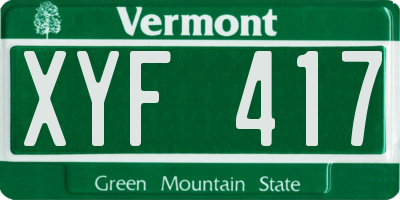 VT license plate XYF417