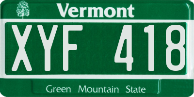 VT license plate XYF418