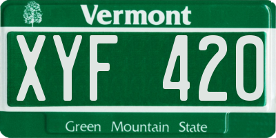 VT license plate XYF420