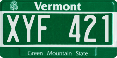 VT license plate XYF421