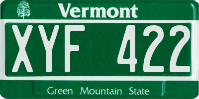 VT license plate XYF422