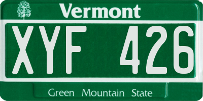 VT license plate XYF426