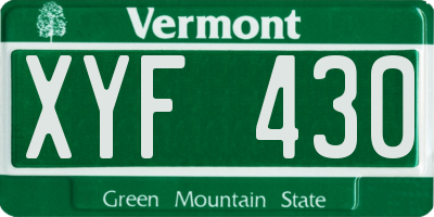 VT license plate XYF430