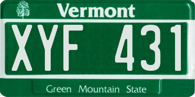 VT license plate XYF431