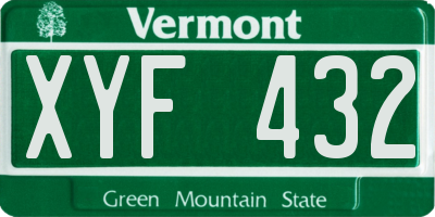 VT license plate XYF432