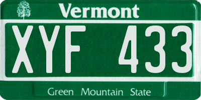 VT license plate XYF433