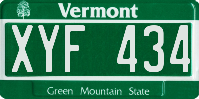 VT license plate XYF434