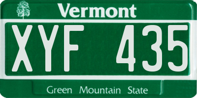VT license plate XYF435