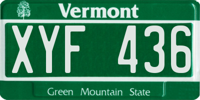 VT license plate XYF436
