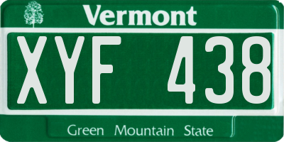 VT license plate XYF438