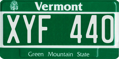 VT license plate XYF440