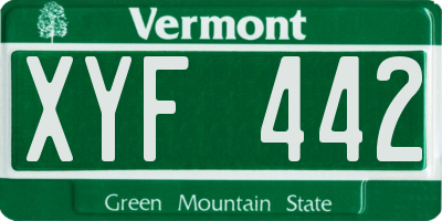VT license plate XYF442