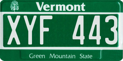 VT license plate XYF443