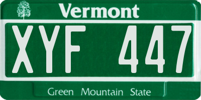 VT license plate XYF447