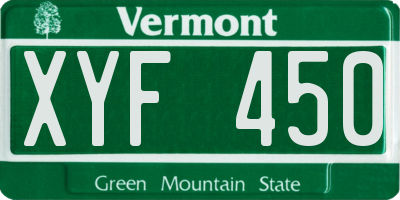 VT license plate XYF450