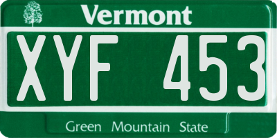 VT license plate XYF453