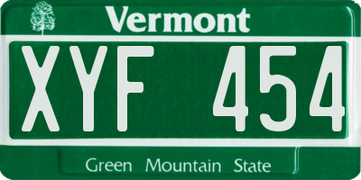 VT license plate XYF454