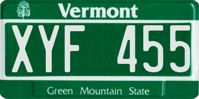 VT license plate XYF455