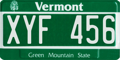 VT license plate XYF456