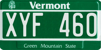 VT license plate XYF460